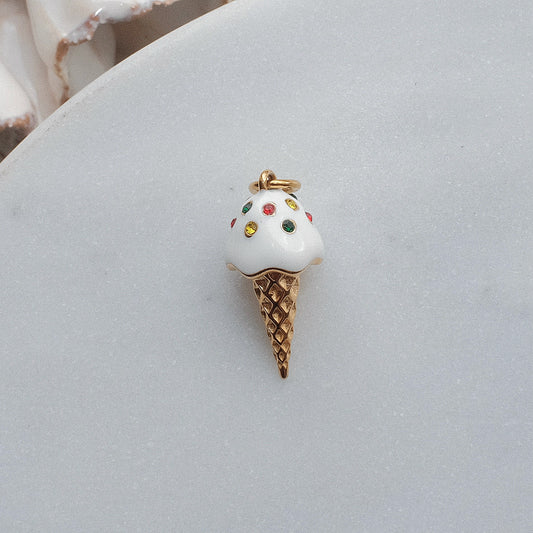 Gold Ice Cream with Sprinkles Charm