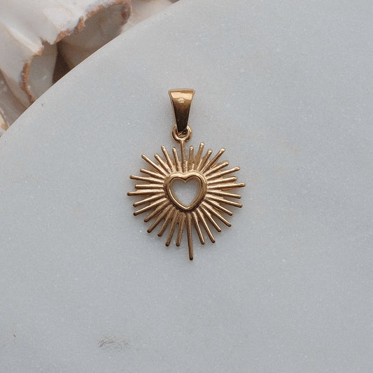 Gold Beaming Heart Charm
