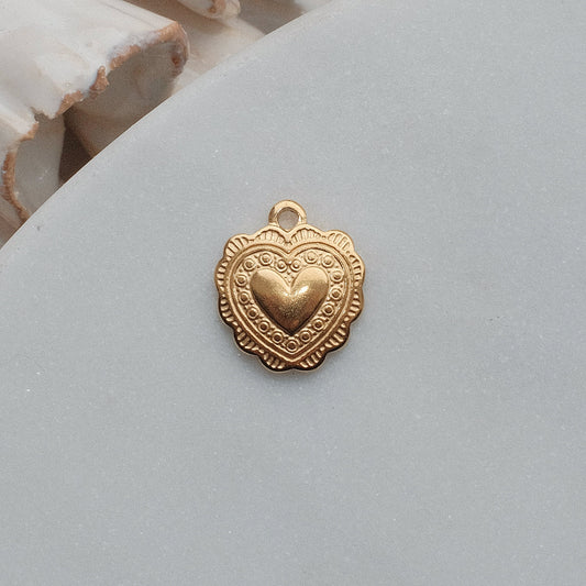 Gold Lace Heart Charm