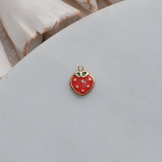 Gold Mini Strawberry Charm