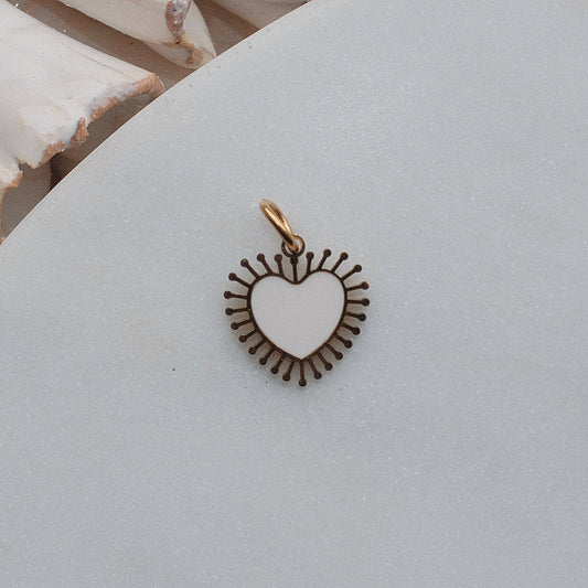 Gold and White Beaming Heart Charm