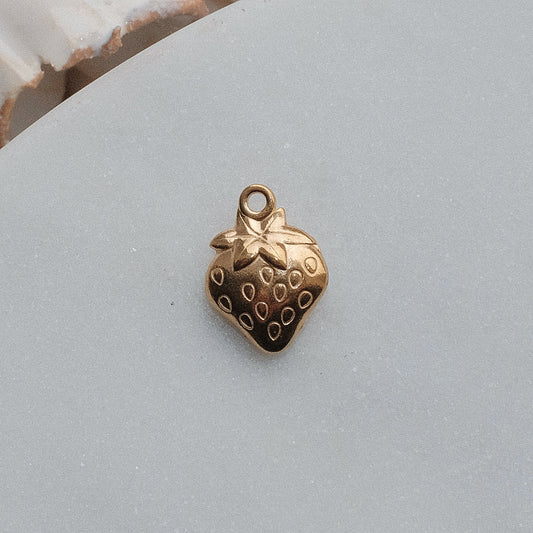 Gold Strawberry Charm