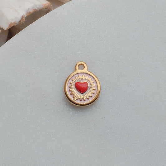 Gold, Red and Pink Heart Charm
