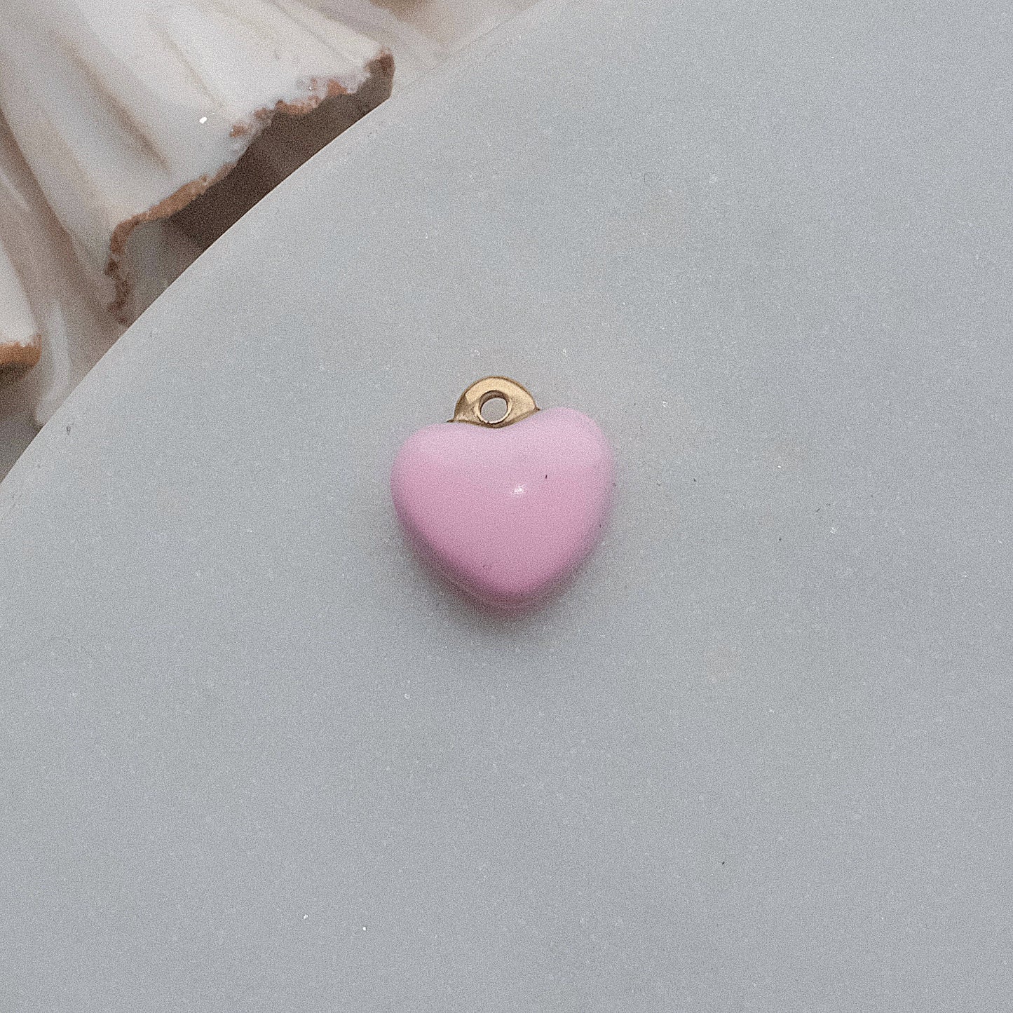 Gold and Pink Heart Charm