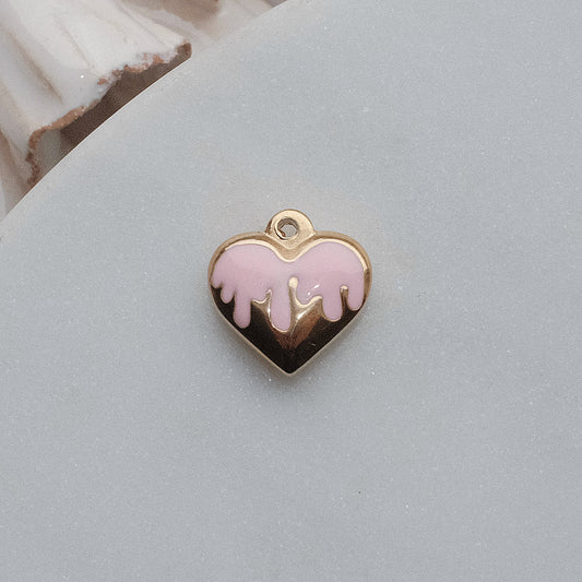 Pink Drip Heart Charm