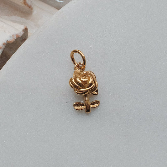 Gold Romantic Rose Charm