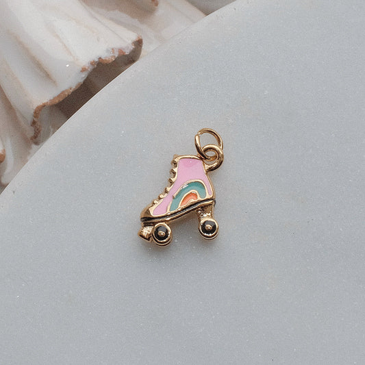 Gold Multicoloured Roller Skate Charm