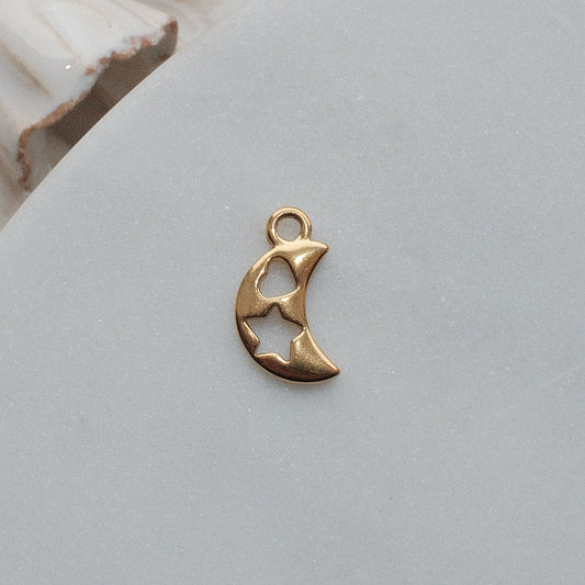 Moon with Heart & Star Charm