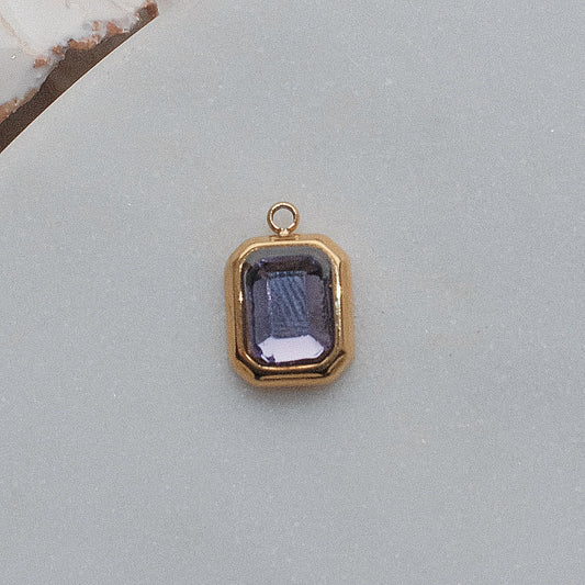 Gold and Purple Rhinestone Charm (February)