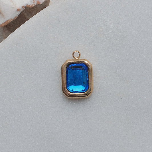 Gold and Blue Rhinestone Charm (September)
