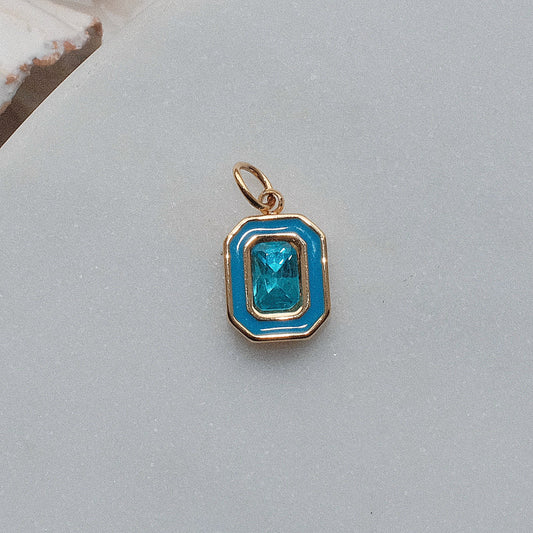 Gold and Blues Rhinestone Charm