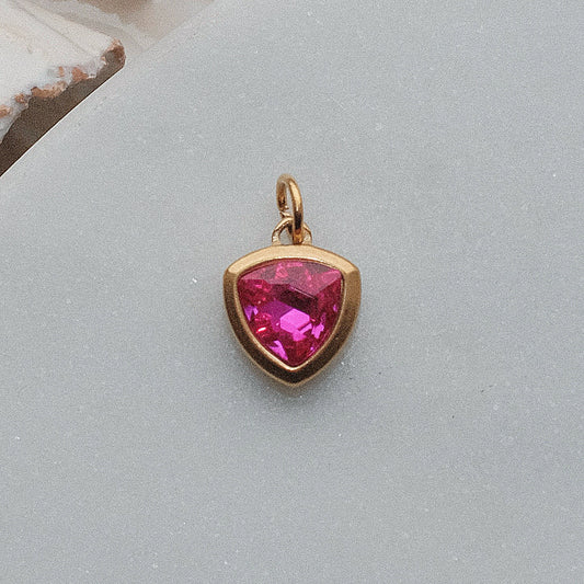 Gold and Pink Triangular Rhinestone Charm
