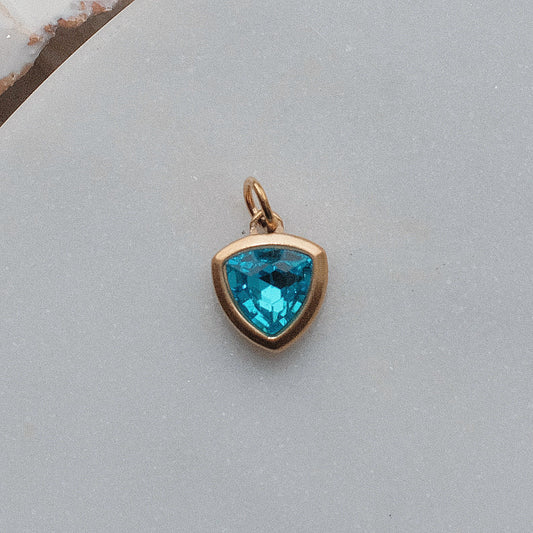 Gold and Blue Triangular Rhinestone Charm