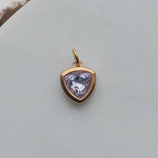 Gold and Lilac Triangular Rhinestone Charm