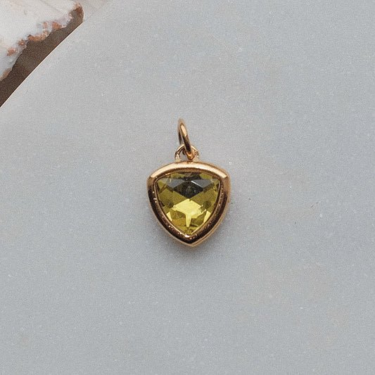 Gold and Lime Triangular Rhinestone Charm