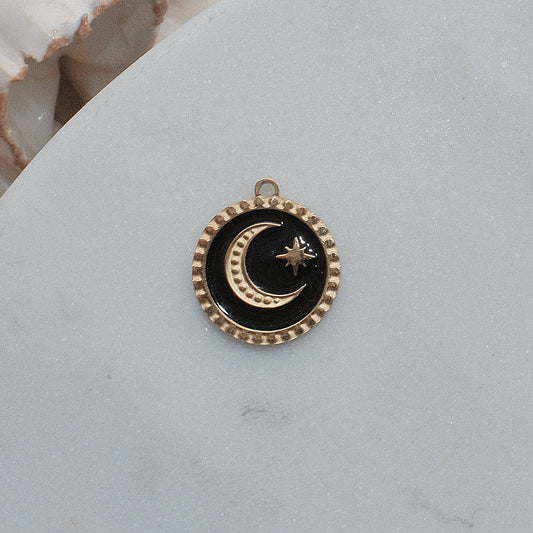 Gold and Black Moon and Star Charm