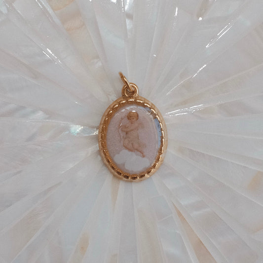 Gold Cherub Peach Charm