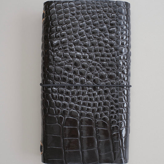 Medium Black Croc Journal