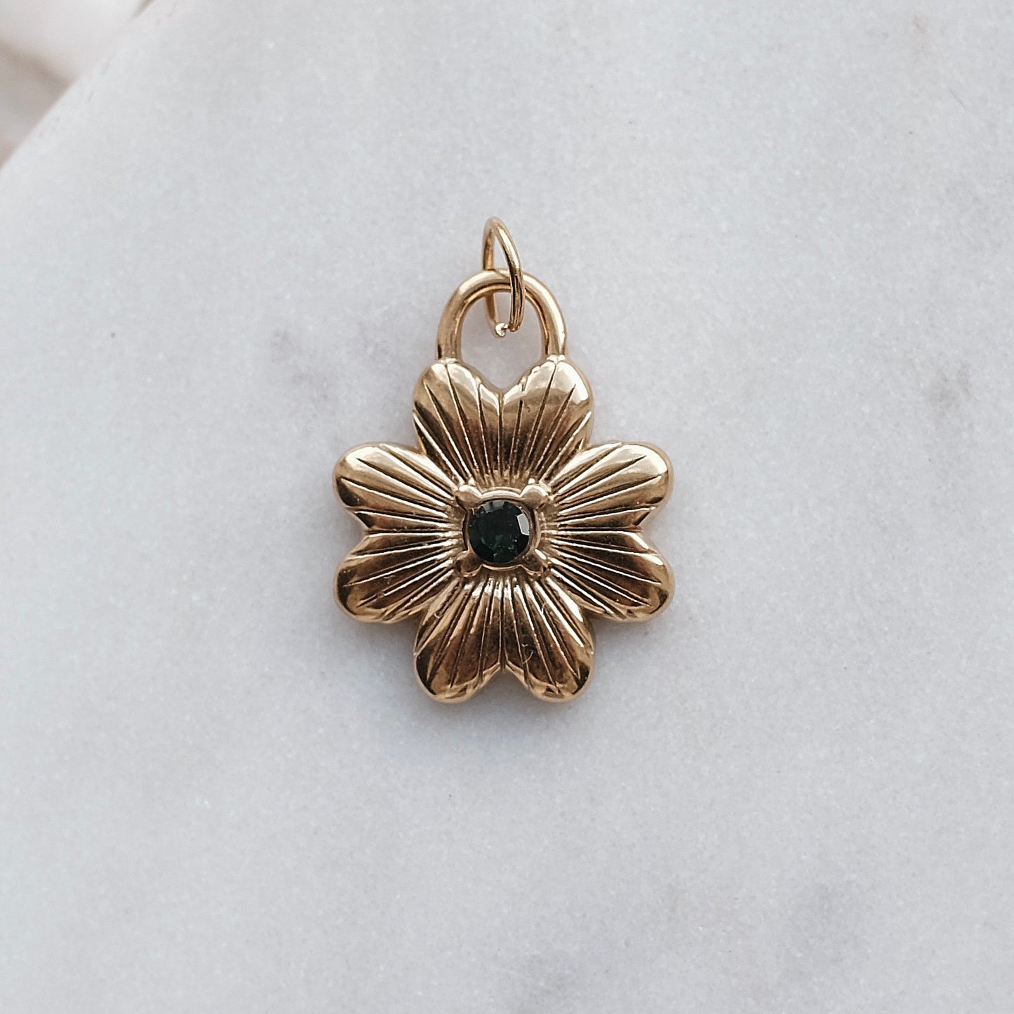 Gold and Green Rhinestone Clover Charm