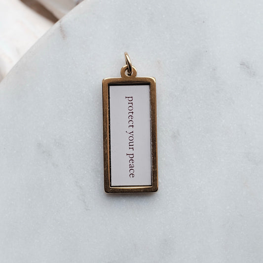 Gold Protect Your Peace Pix Charm