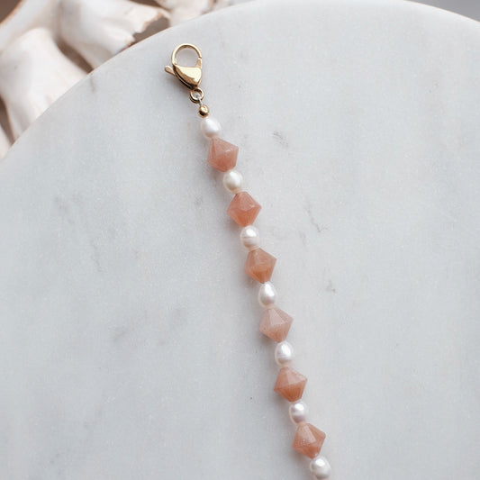Peach Moonstone & Pearl Journal Strap