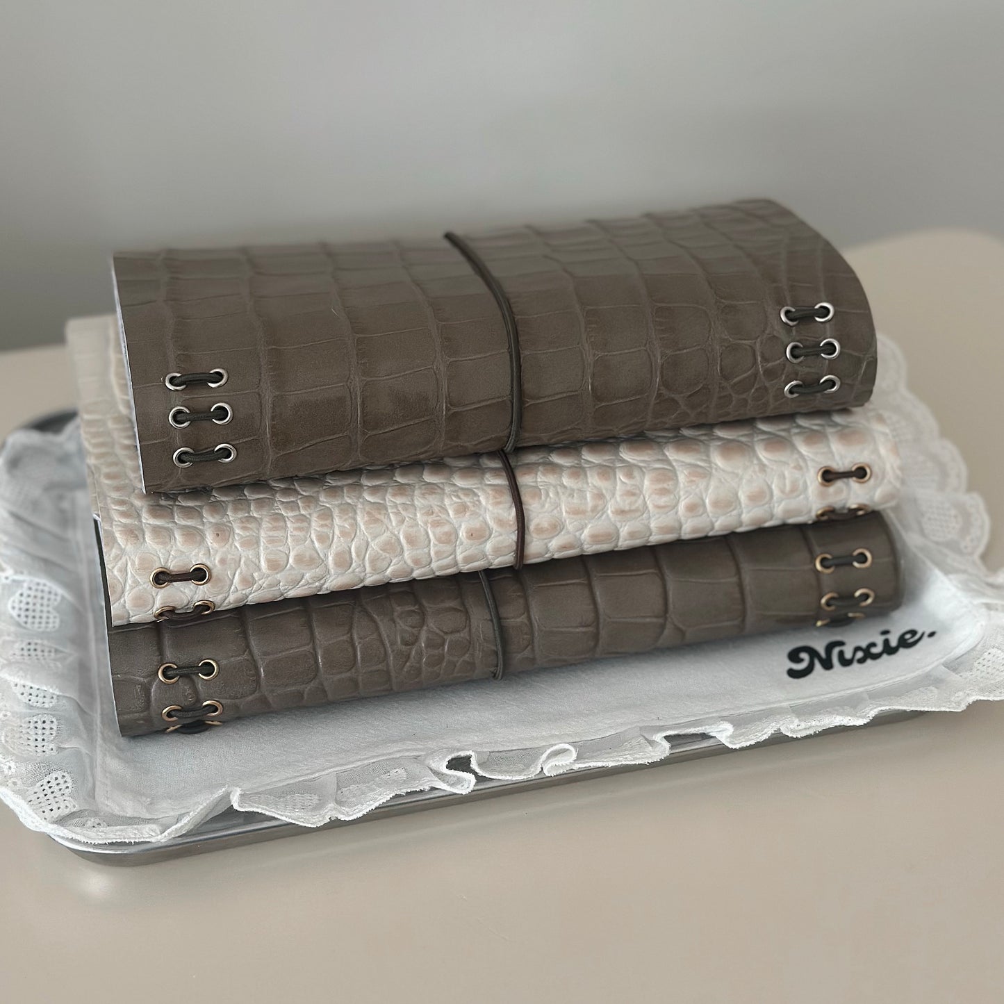 A5 Ivory Croc Journal